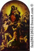 1524 Art Print - Madonna And Child With St. Sebastian