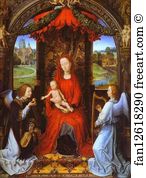 Madonna And Child With Two Angels Art Print - Madonna And Child With Two Angels