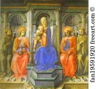 Madonna Enthroned Art Print - Madonna Enthroned With Four Saints