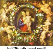 Garlands Art Print - Madonna In A Garland Of Flowers