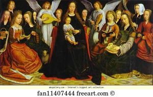 Madonna With Angels And Saints Art Print - Madonna With Angels And Saints