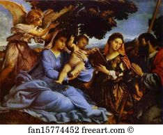 St Catherine Art Print - Madonna With Child, St. Catherine, And St. Jacob