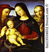 Madonna And Child With St Jerome Art Print - Madonna With The Christ Child Blessing And St. Jerome And St. Francis (Von Der Ropp Madonna)