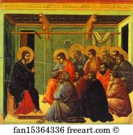 1308 11 Art Print - Maestà (Back, Central Panel) Christ Taking Leave Of His Apostles