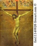 Central Panel The Crucifixion Art Print - Maestà (Back, Central Panel, Detail Of) The Crucifixion