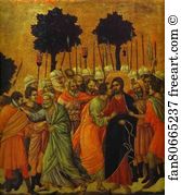 Duccio Di Buoninsegna Art Print - Maestà (Back, Central Panel, Detail Of) The Seizing Of Jesus