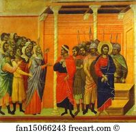 Accused Art Print - Maestà (Back, Central Panel) Jesus Accused By The Pharisees