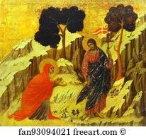 Me Art Print - Maestà (Back, Central Panel) Noli Me Tangere