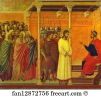 Christ And Pilate Art Print - Maestà (Back, Central Panel) Pontius Pilate’s Second Interrogation Of Christ