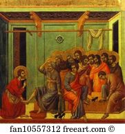 Feet Art Print - Maestà (Back, Central Panel) The Washing Of Feet
