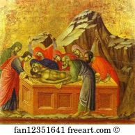 Central Panel The Entombment Art Print - Maestà (Back, Central Panel) The Entombment