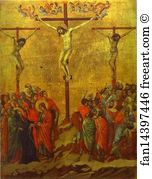 Central Panel The Crucifixion Art Print - Maestà (Back, Central Panel) The Crucifixion
