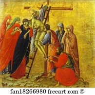 1308 11 Art Print - Maestà (Back, Central Panel) The Deposition