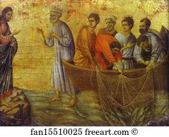 Crowns Art Print - Maestà (Back, Crowning Panel, Detail Of) Christ’s Appearance On Lake Tiberias