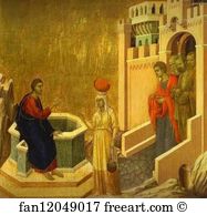 Samaritan Art Print - Maestà (Back, Predella) Jesus And The Samaritan Woman