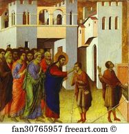 Health Art Print - Maestà (Back, Predella) The Healing Of The Blind Man
