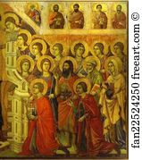 Amidst Angels And Saints Art Print - Maestà (Front, Central Panel, Detail Of) The Mother Of God Enthroned With The Christ Child, Amidst Angels And Saints