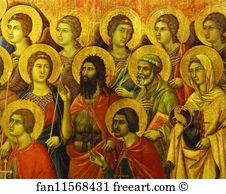 Detail Angels And Saints Art Print - Maestà (Front, Central Panel, Detail) Angels And Saints