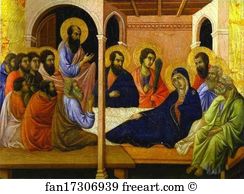 Crowning Panels Art Print - Maestà (Front, Crowning Panels) Parting From The Apostles