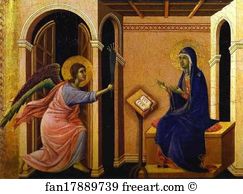 Crowning Panels Art Print - Maestà (Front, Crowning Panels) The Announcement Of The Virgin's Death