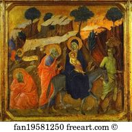 1308 11 Art Print - Maestà (Front, Predella) The Flight Into Egypt