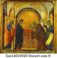 The Presentation In The Temple Art Print - Maestà (Front, Predella) The Presentation In The Temple