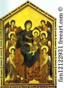 Tempera On Panel Louvre Art Print - Maestà (Madonna Enthroned)
