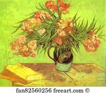 Branches Art Print - Majolica Jar With Branches Of Oleander