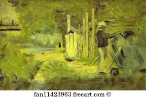 His Art Print - Man Cleaning His Boat