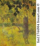 1897 Oil On Canvas The Hermitage Art Print - Man Picking Fruit From A Tree