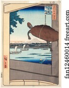 Hundred Art Print - Mannen Bridge, Fukagawa, From The Series "one Hundred Famous Views Of Edo"