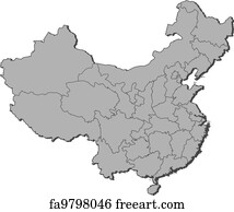 Free art print of China - map of provinces. Blue political map of China ...