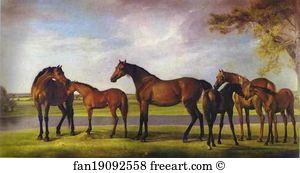 Ward Art Print - Mares And Foals Disturbed By An Approaching Storm