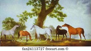 1764 Art Print - Mares By An Oak-Tree