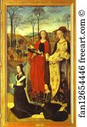 And Mary Magdalene Art Print - Maria Baroncelli With Her Daughter Margarita And Ss. Margaret And Mary Magdalene. The Right Panel Of The Portinari Altar