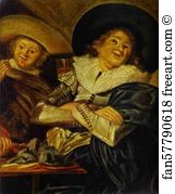 Dirck Hals Art Print - Merry Company In A Tavern. Detail