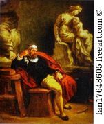 Eugene Delacroix Art Print - Michelangelo In His Studio