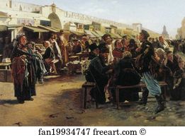 Painted Art Print - Midday. Study For The Painting "flea Market In Moscow"
