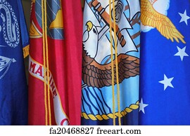 Military Art Print - Military Flags.