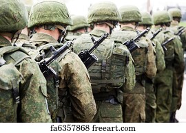 Military Art Print - Military Uniform Soldier Row