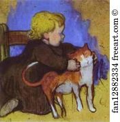 Her Art Print - Mimi And Her Cat