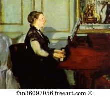 At The Piano Art Print - Mme. Manet At The Piano