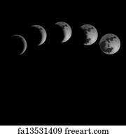 Free art print of Six moon phases. Six moon phases. Minimal flat vector