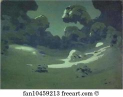 1898 1908 Oil On Paper The Russian Museum Art Print - Moonlight In A Forest. Winter