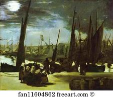 Moonlight Art Print - Moonlight Over The Port Of Boulogne