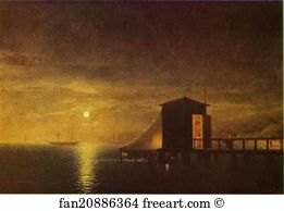 Feodosia Art Print - Moonlit Night. A Bathing Hut In Feodosia