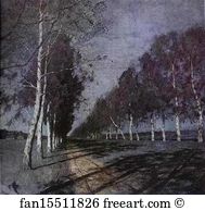 Moonlit Night A Village Art Print - Moonlit Night. A Village
