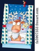Free art print of Christmas Moose. Christmas moose with santaclause hat ...
