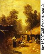 1869 Oil On Canvas The Russian Museum Art Print - Morning In A Village