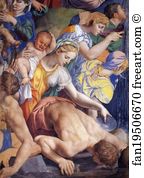 Chapel Of Eleonora Of Toledo Art Print - Moses Striking The Rock. Detail